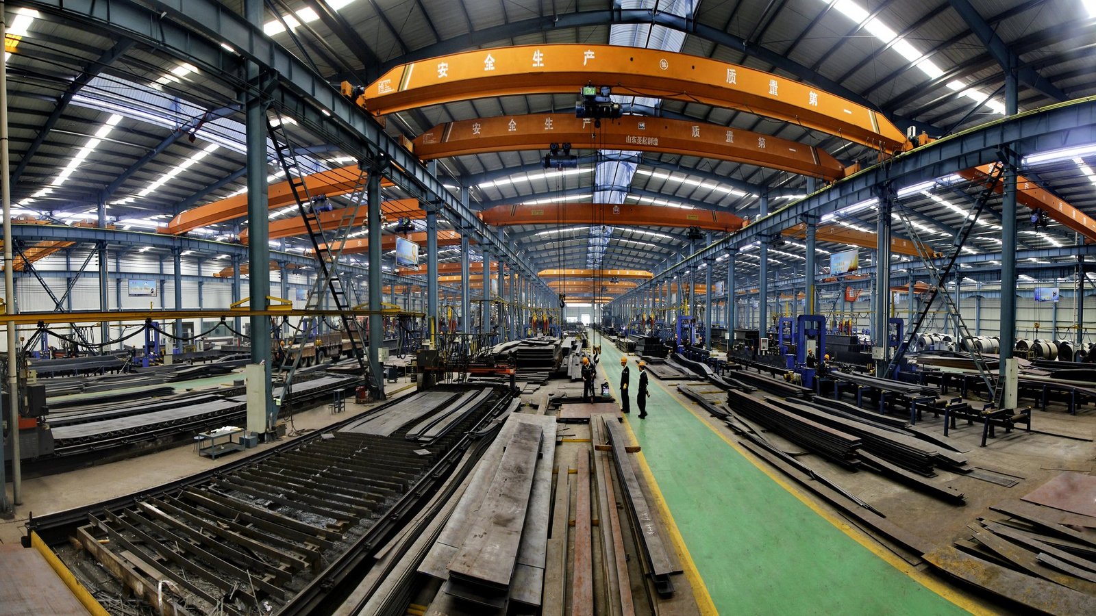 Steel fabrication production floor